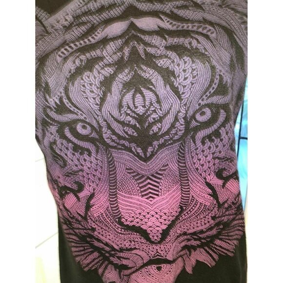 Bobbie Brooks Ladies Tiger Tee Shirt Cap Sleeves Black Background Large - Picture 3 of 11